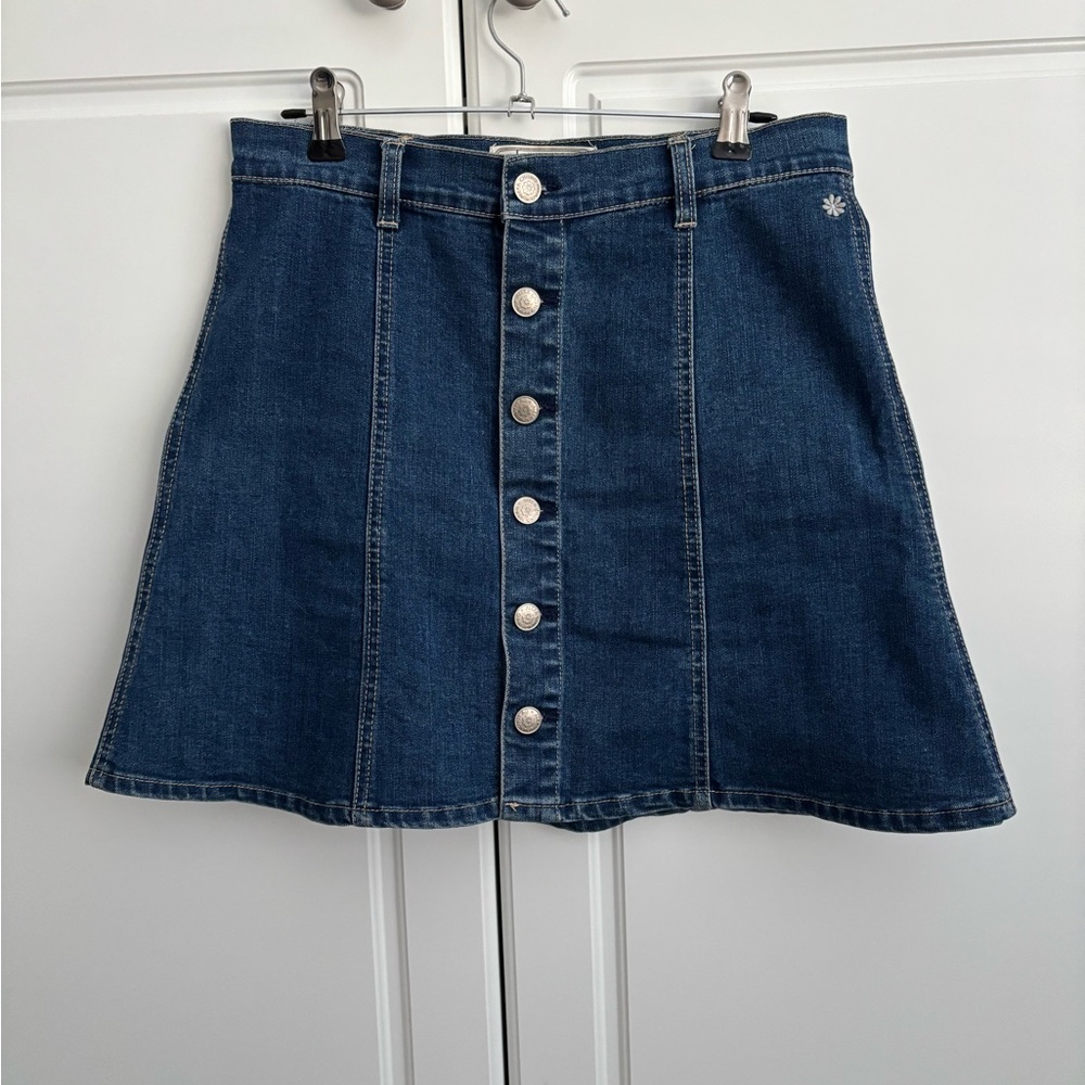 Free People Denim Button-Front Skirt